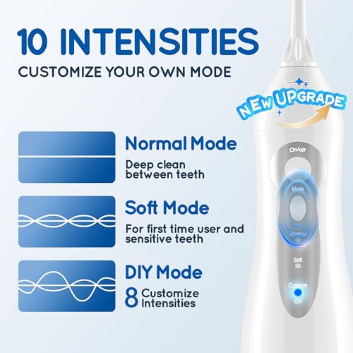 Travel-Friendly IPX7 Waterproof 10-Intensity Cordless Water Flosser - White