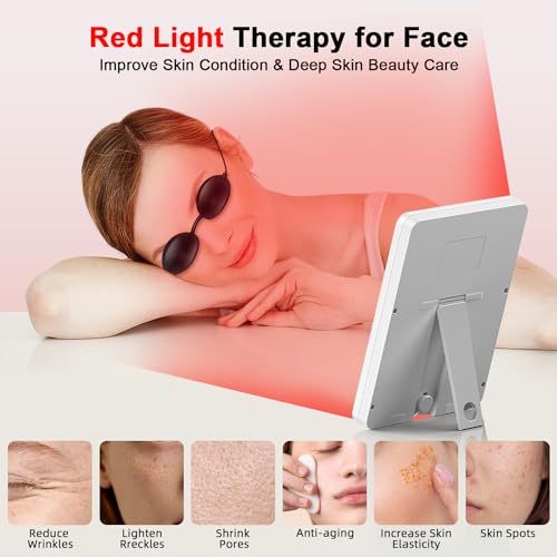 Red Light Therapy Lamp for Face & Body - Portable Near Infrared Light Therapy Device with Eye-Patch