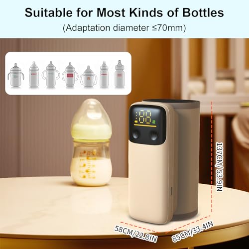 Gold Portable Baby Bottle Warmer - Fast Heating, Leak-Proof, Nightlight, Temp Display, 6000mAh