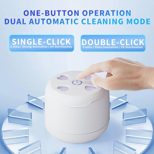 45KHz Ultrasonic Cleaner for Aligners & Mouthguards - 2 Modes, 300ML Safe for Jewelry
