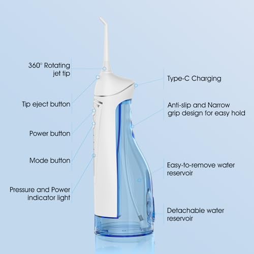 Beautypick Portable Cordless Water Flosser 300ML Rechargeable Teeth Cleaner White