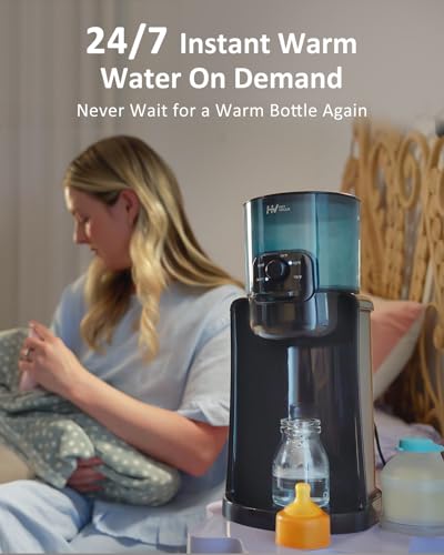 HEYVALUE Baby Bottle Warmer, 4 Temp Control, Night Light, 72H Keep Warm, Instant Dispense, HEAT WATER EASILY