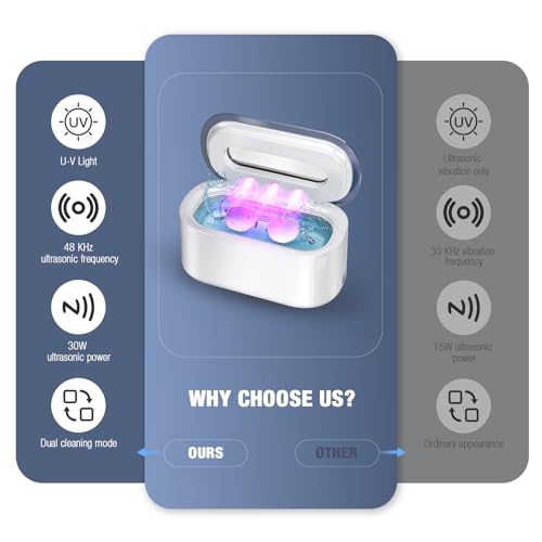 48KHz Portable Ultrasonic Jewelry Cleaner 30W Digital Timer 12OZ Perfect for Eyeglasses Rings Necklaces Dentures