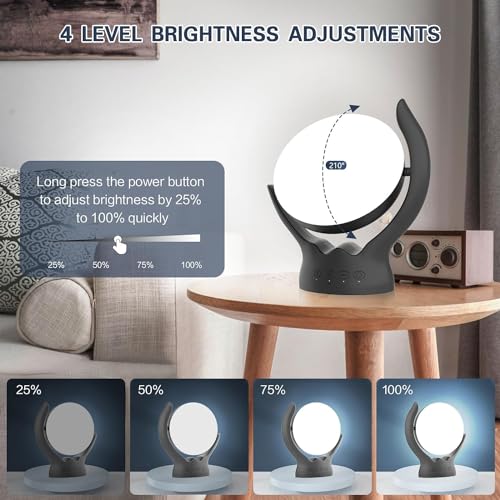 Voraiya UV-Free Light Therapy Lamp: 10000 Lux, Adjustable Brightness & Temperature, Timer & Memory