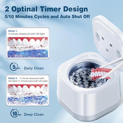 Ultrasonic Cleaner for Dental Appliances, 45kHz Cleaning Machine for Dentures, Retainers, and More