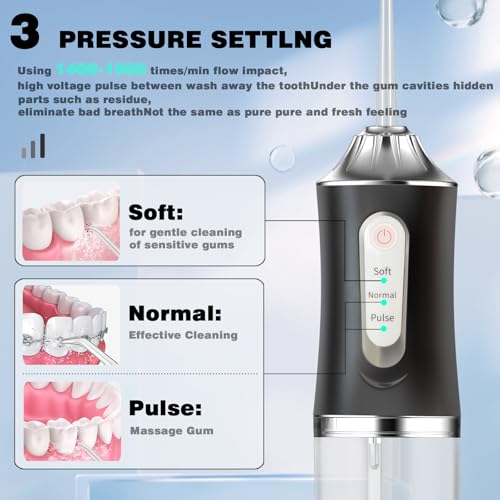 Cordless Water Dental Flosser 3 Modes Rechargeable Travel Home Black