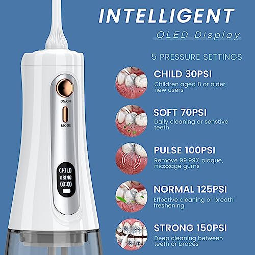 Cordless Water Flosser with LCD Display & 6 Jet Tips